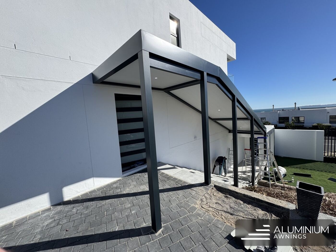 Charcoal frame white patio ceiling blouberg