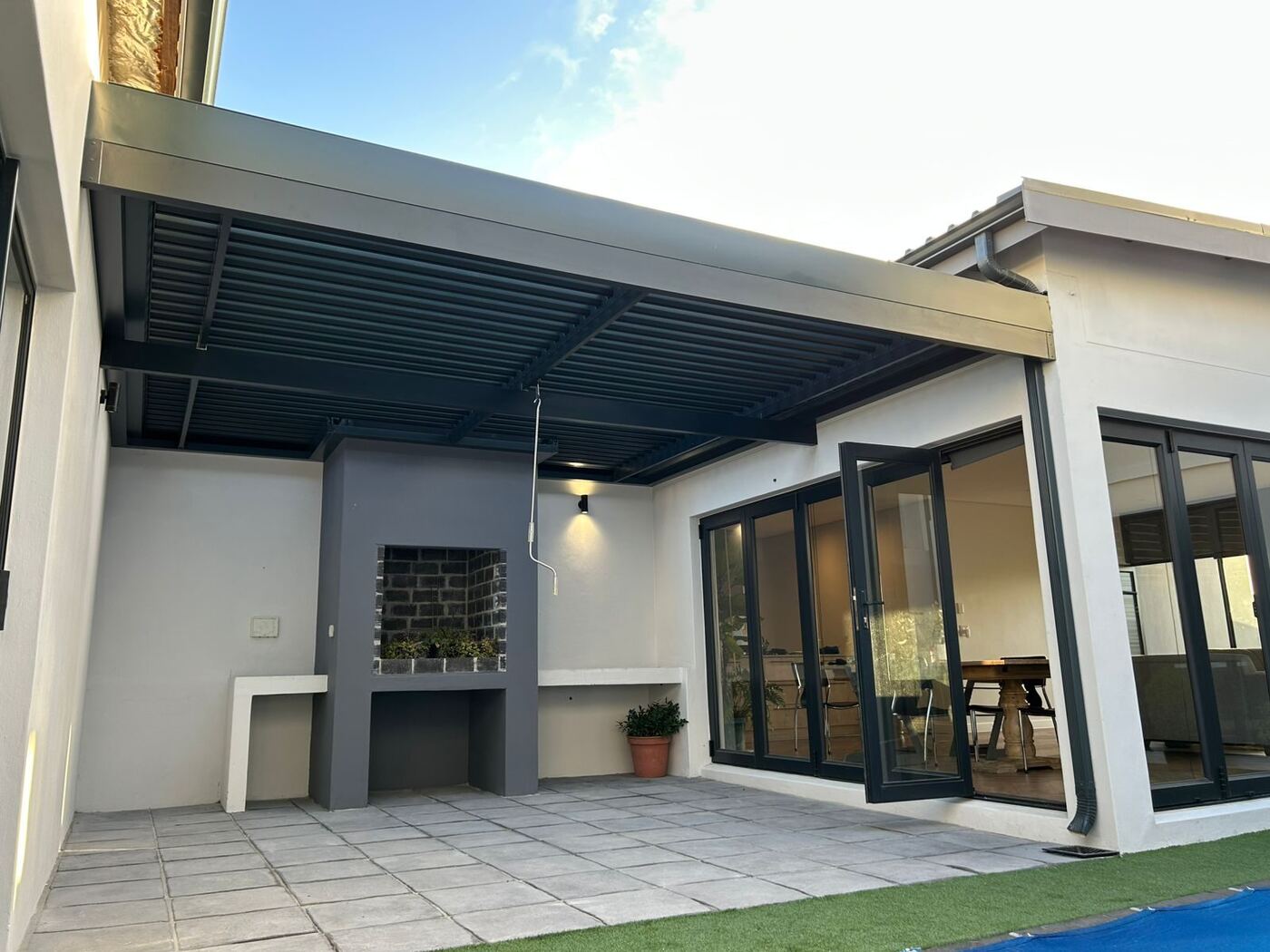 Charcoal Louvre Awning, Noordhoek — view 2.