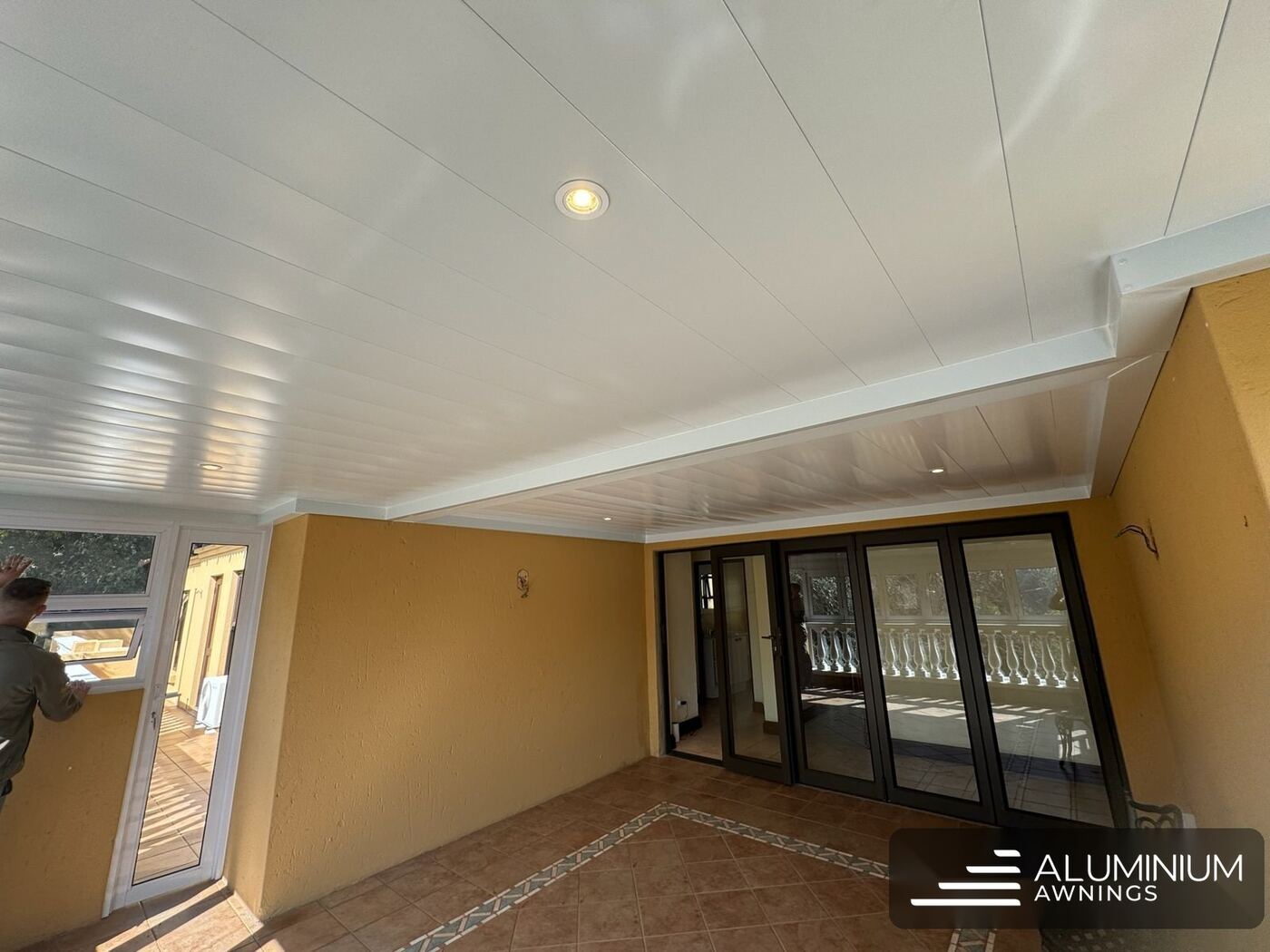 Full white aluminium ceiling awning — Gardens, Cape Town City Bowl