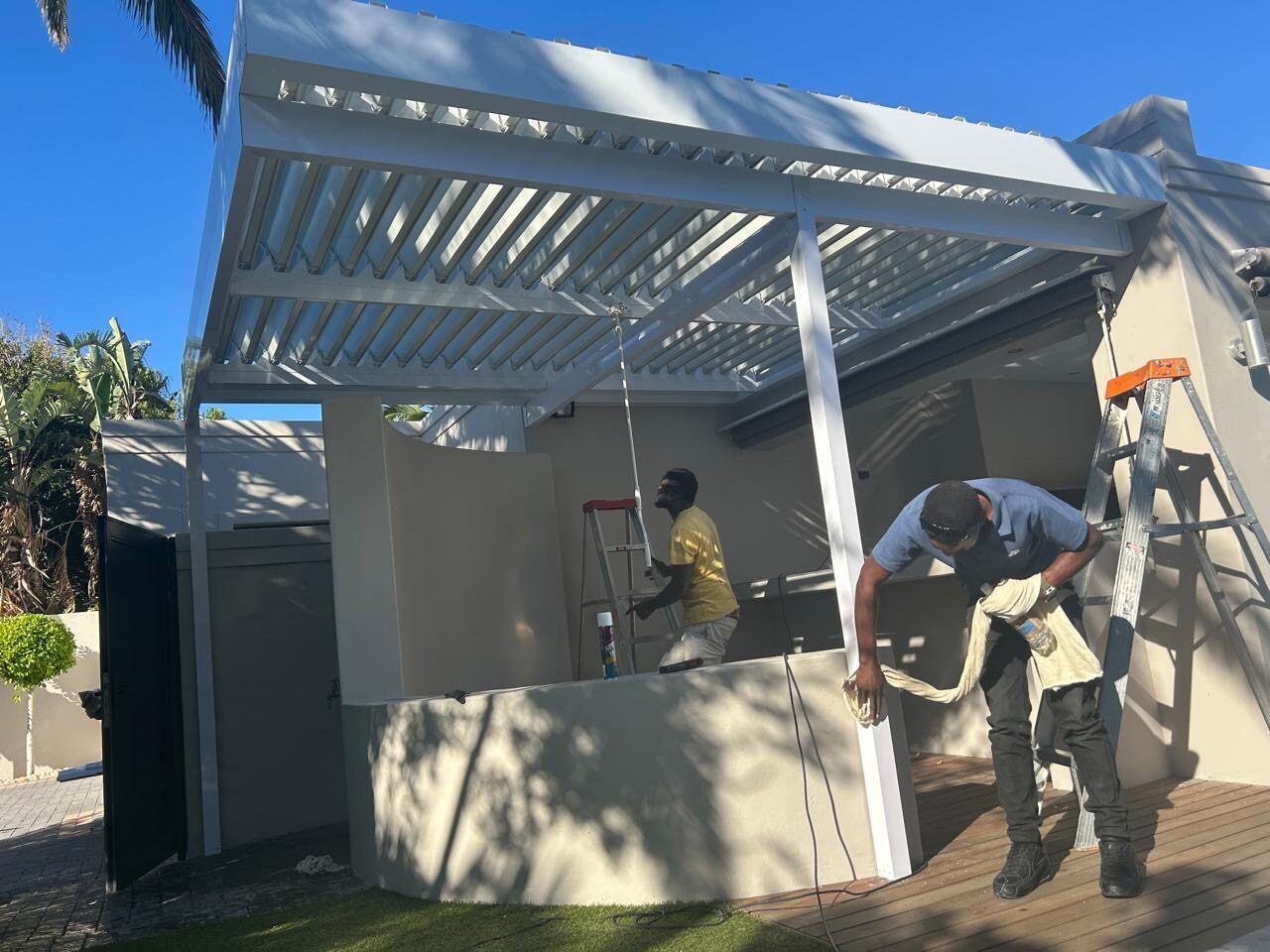White Louvre Awning, West Beach — view 1.