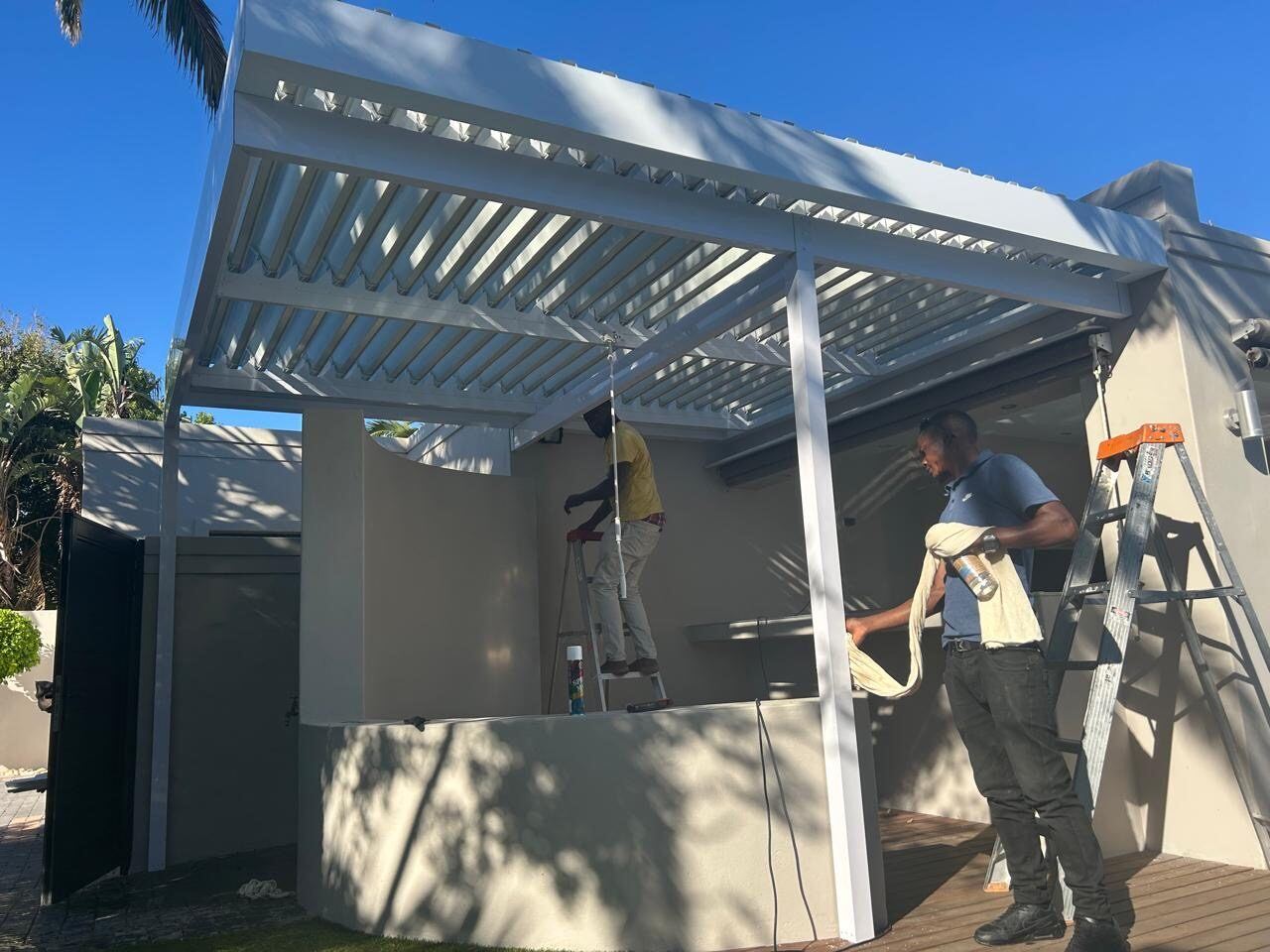 White Louvre Awning, West Beach — view 2.