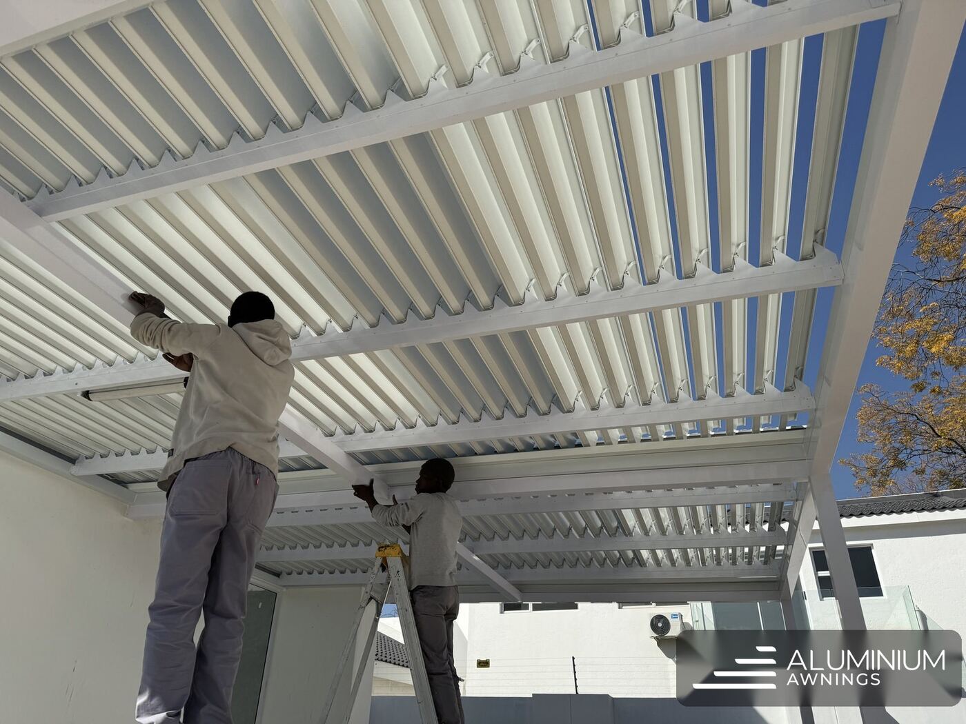 Aluminium louvre roof installation on the Atlantic Seaboard, Cape Town