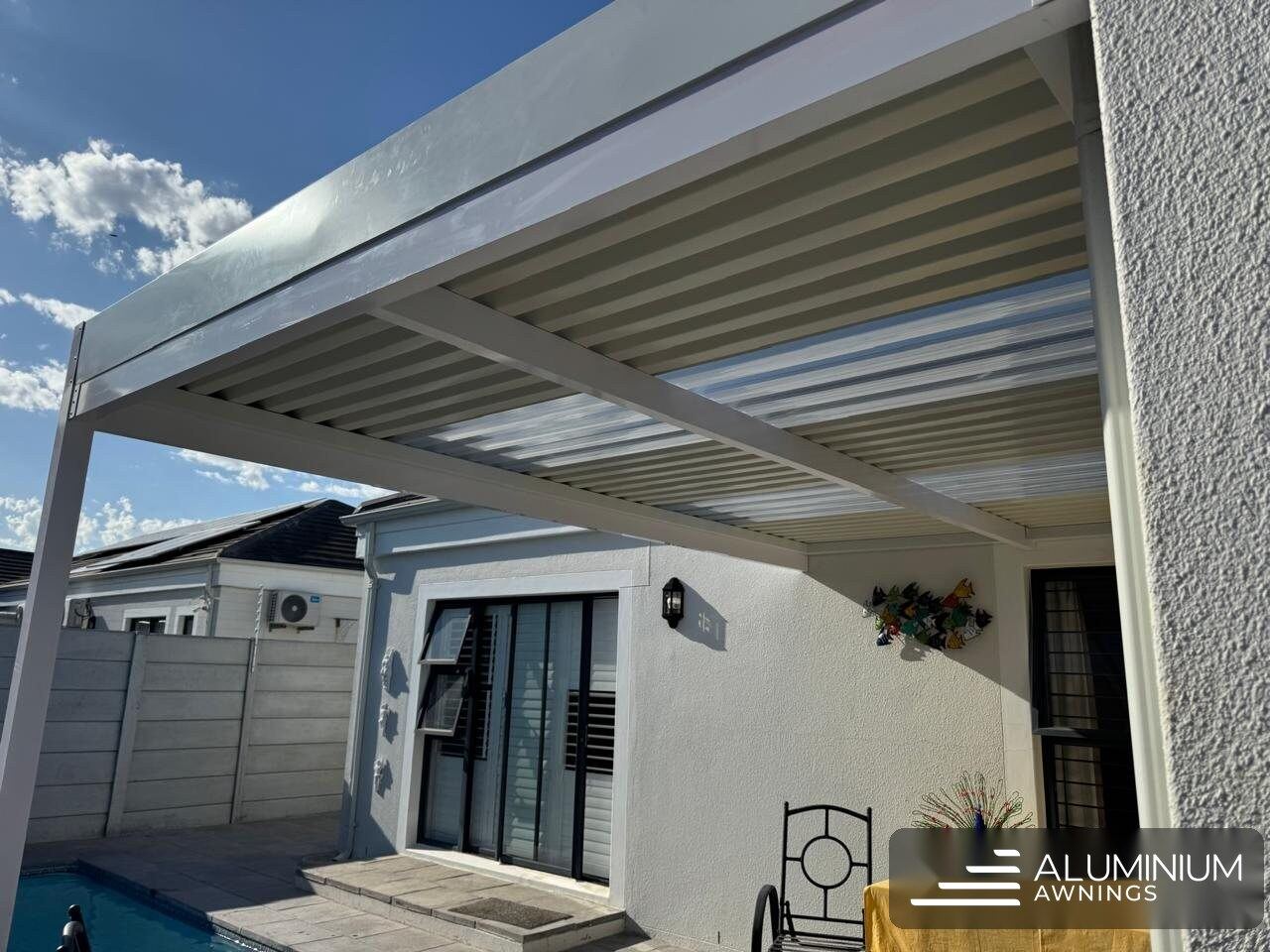 Aluminium fixed awning installation, Cape Town